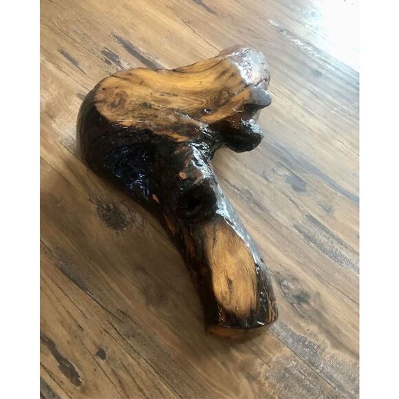 Vintage 1960’s Sculptural Burl Wood Live Edge Biomorphic Lacquered Plant Stand - Picture 6 of 12